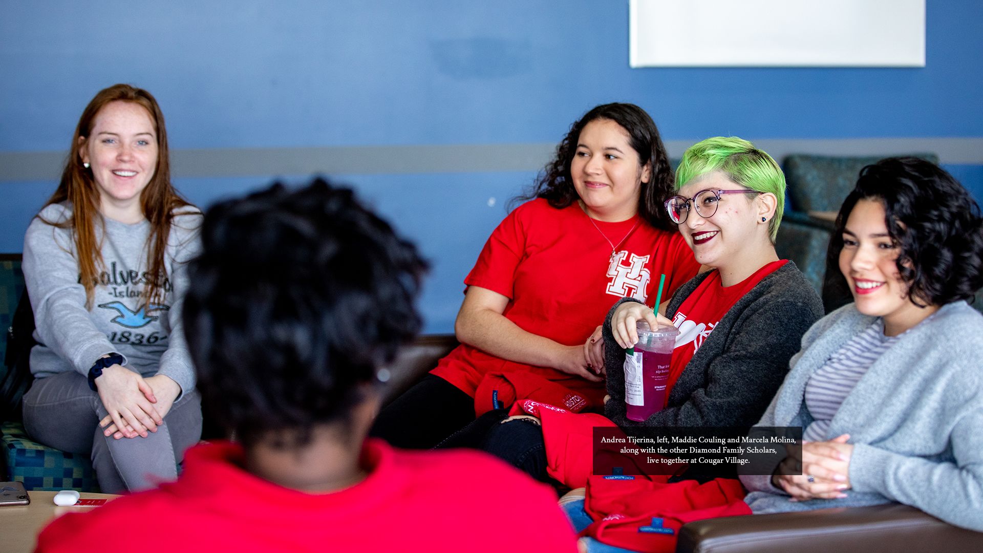 Andrea Tijerina, left, Maddie Couling and Marcela Molina, along with the other Diamond Family Scholars, live together at Cougar Village.