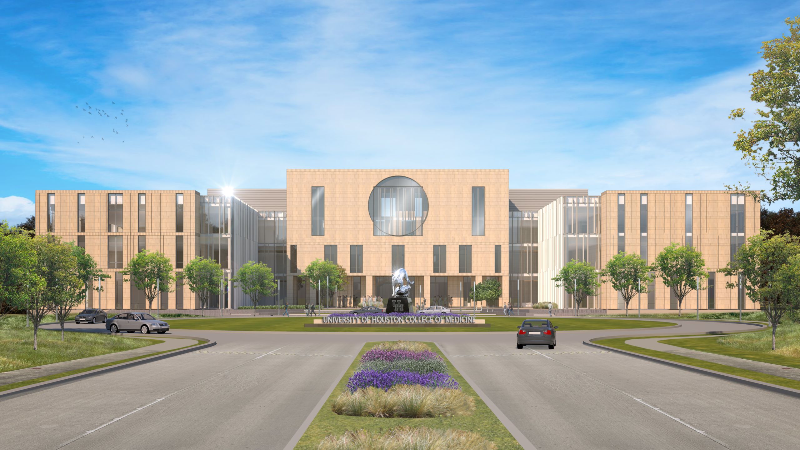 Architectural rendering of the exterior of the new College of Medicine building.