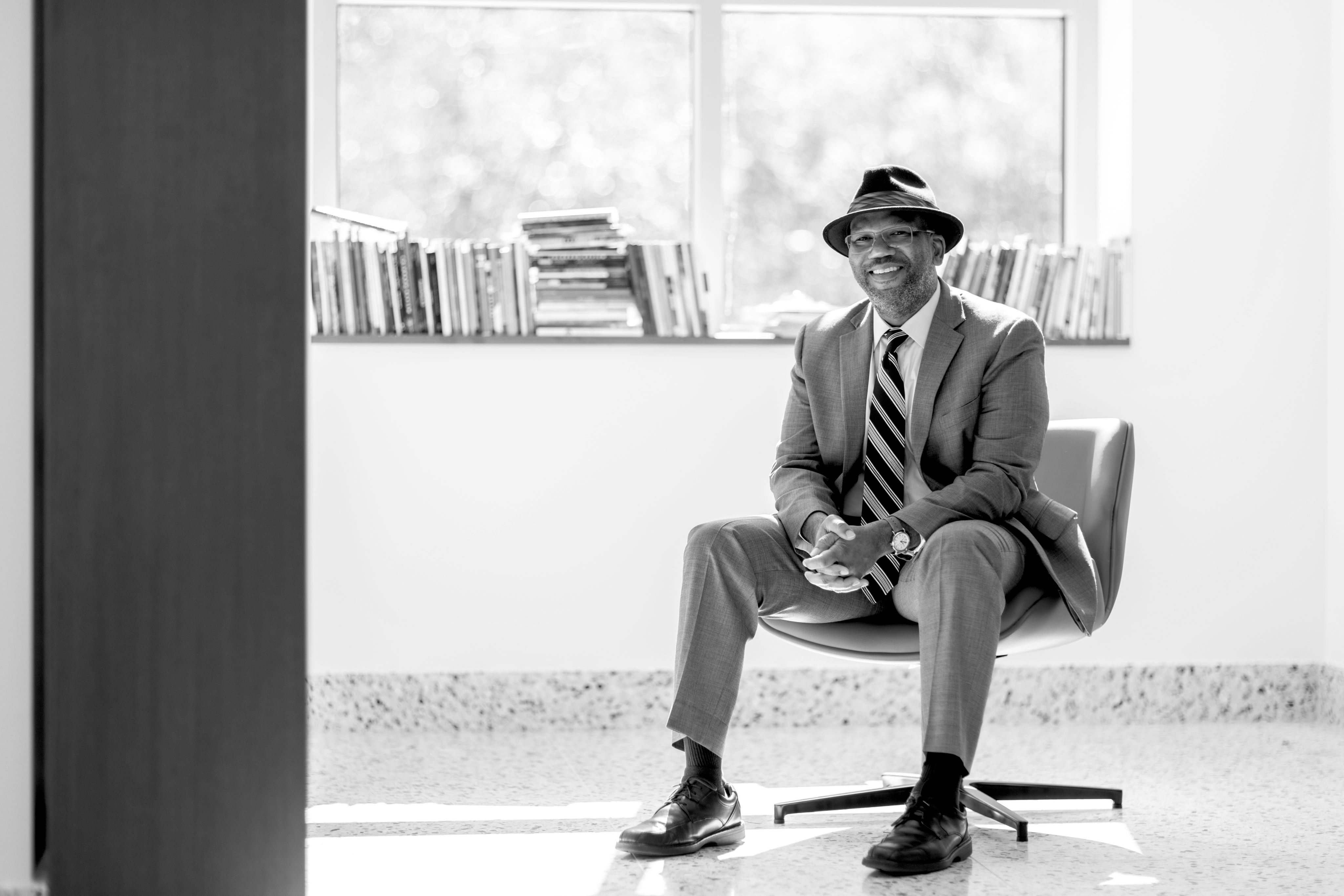 Cedric Tolliver in a chair.