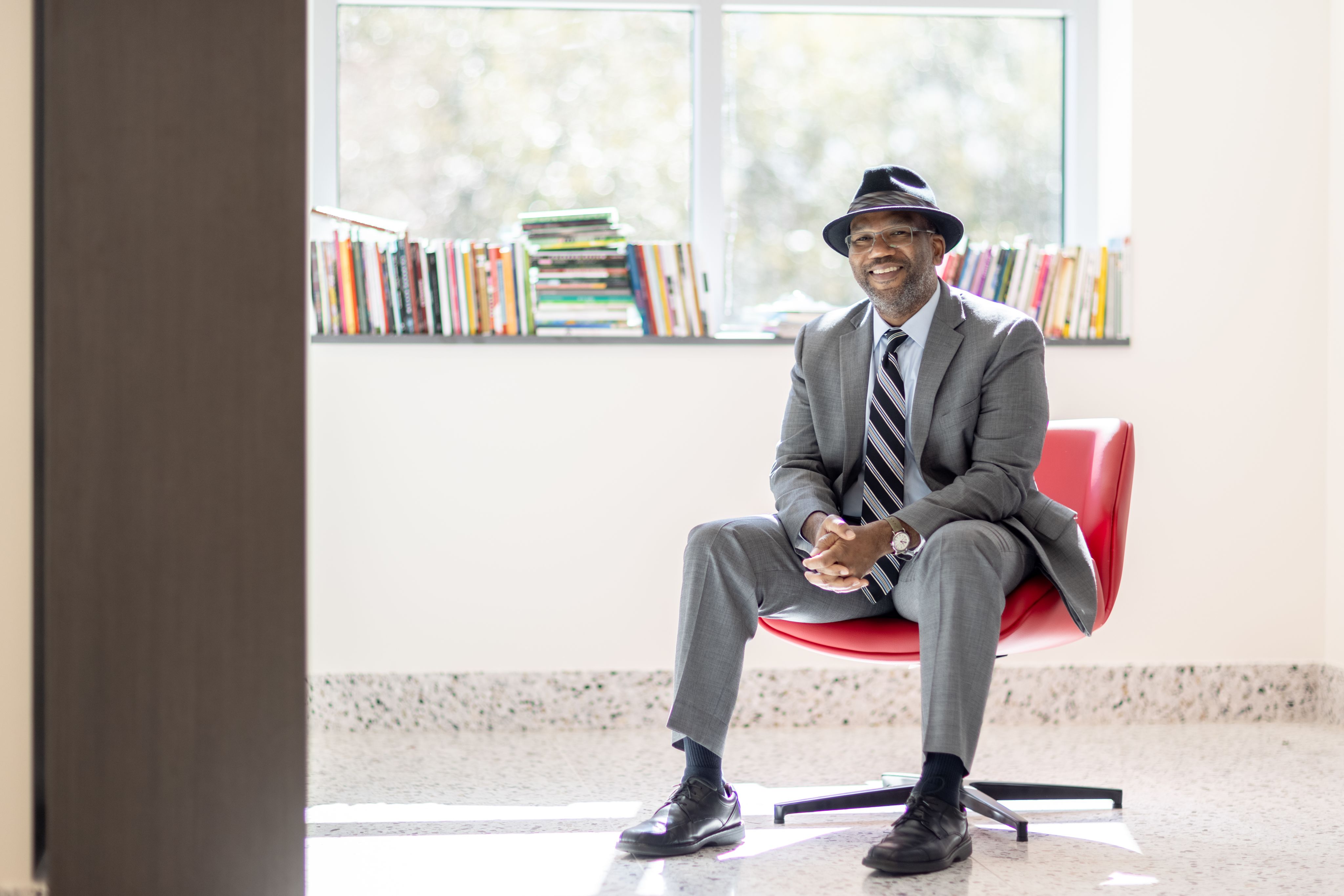 Cedric Tolliver in a chair. 