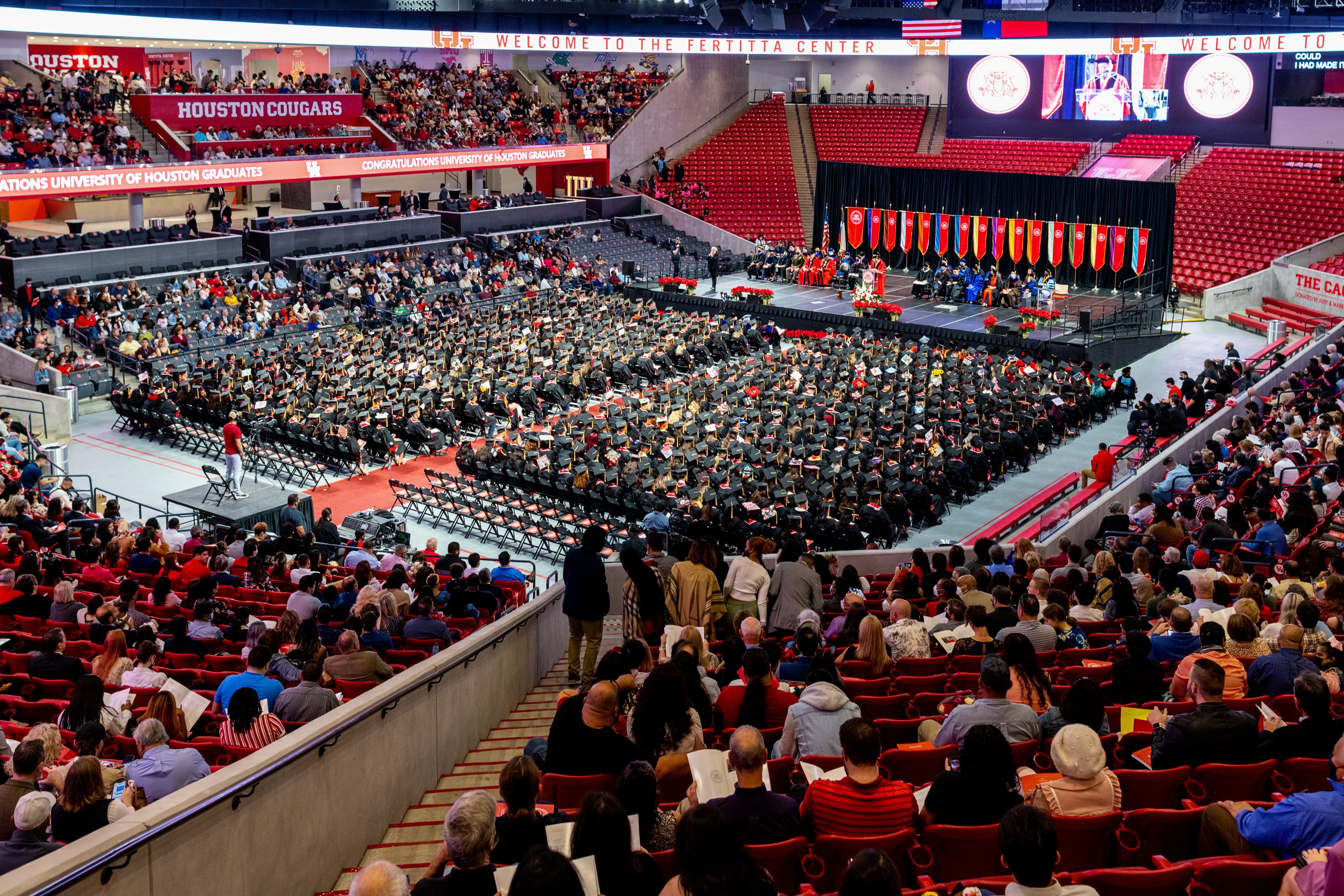 A photo of last spring's commencement ceremony in the Fertitta Center.