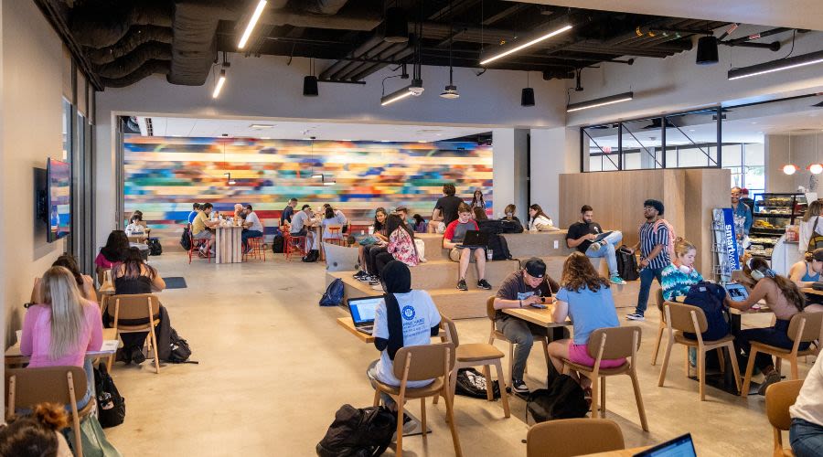students in coffeehouse