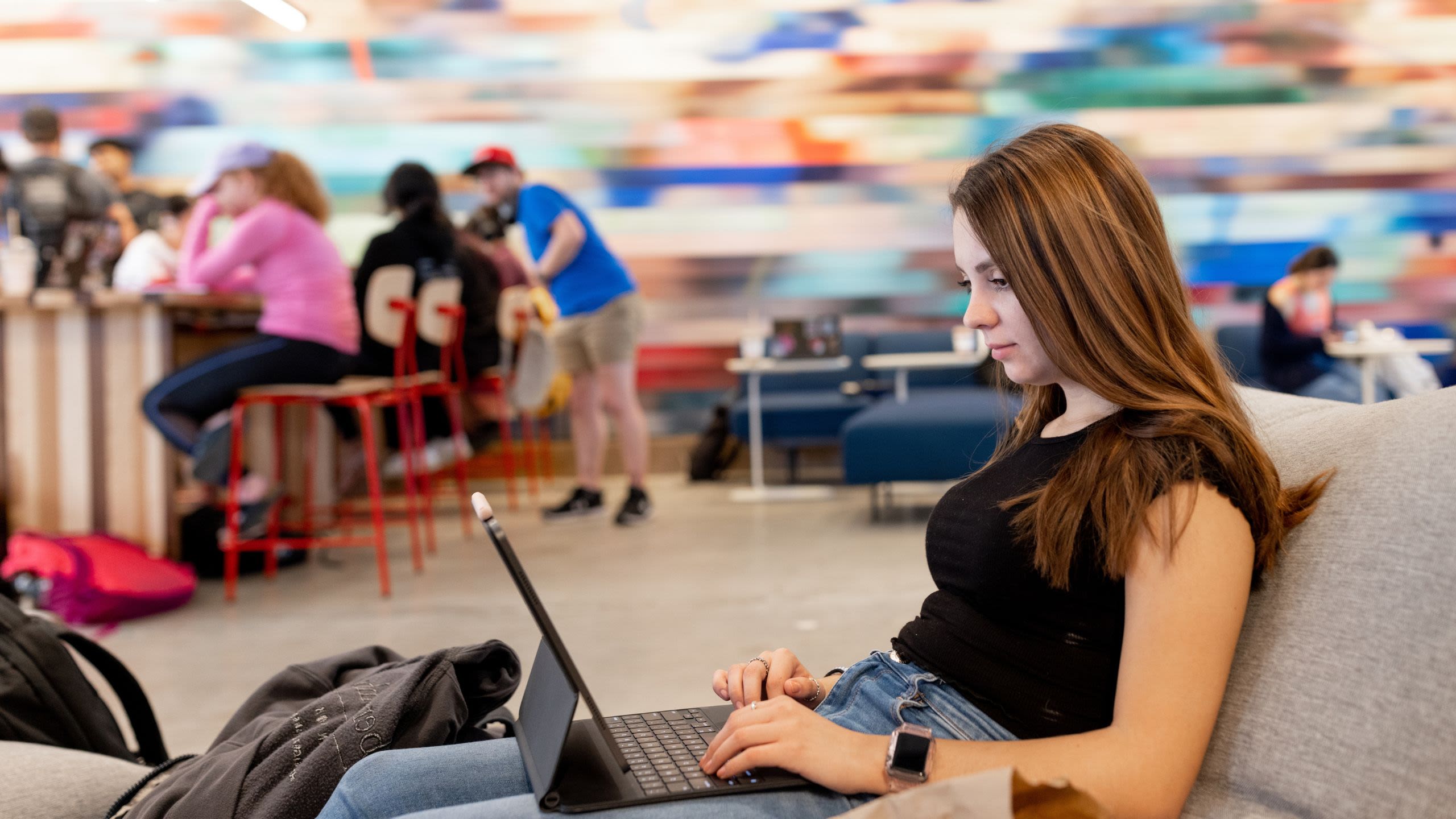 female student on laptop computer