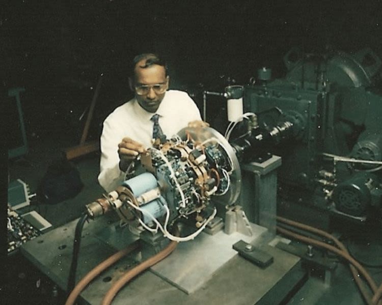 ajashekara testing an integrated motor and inverter unit on an EV system