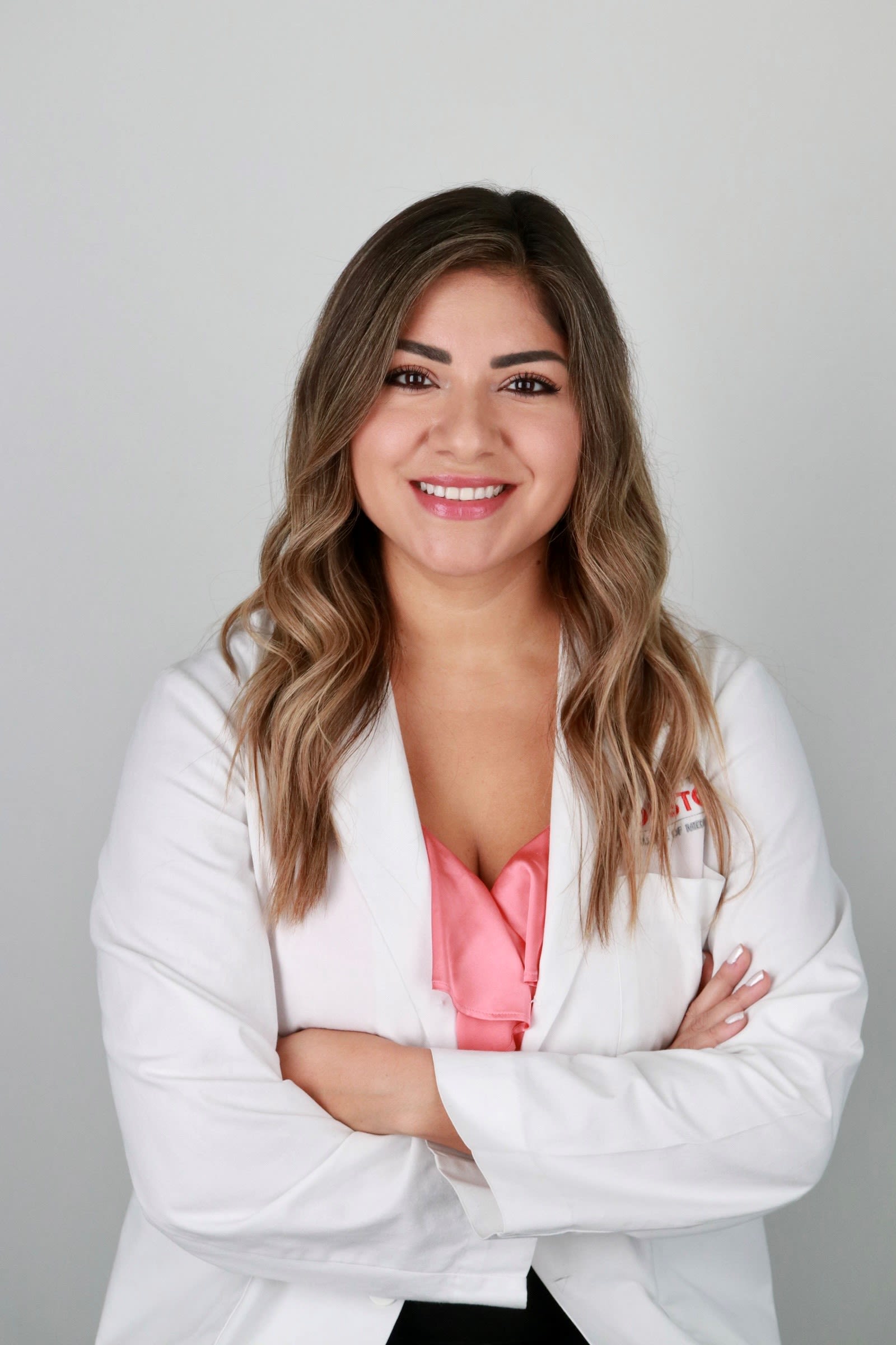 Female student with white coat