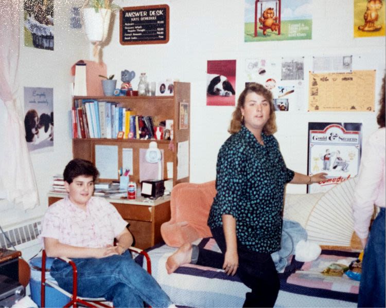 Alexander and friends in her dorm room, 1988.
