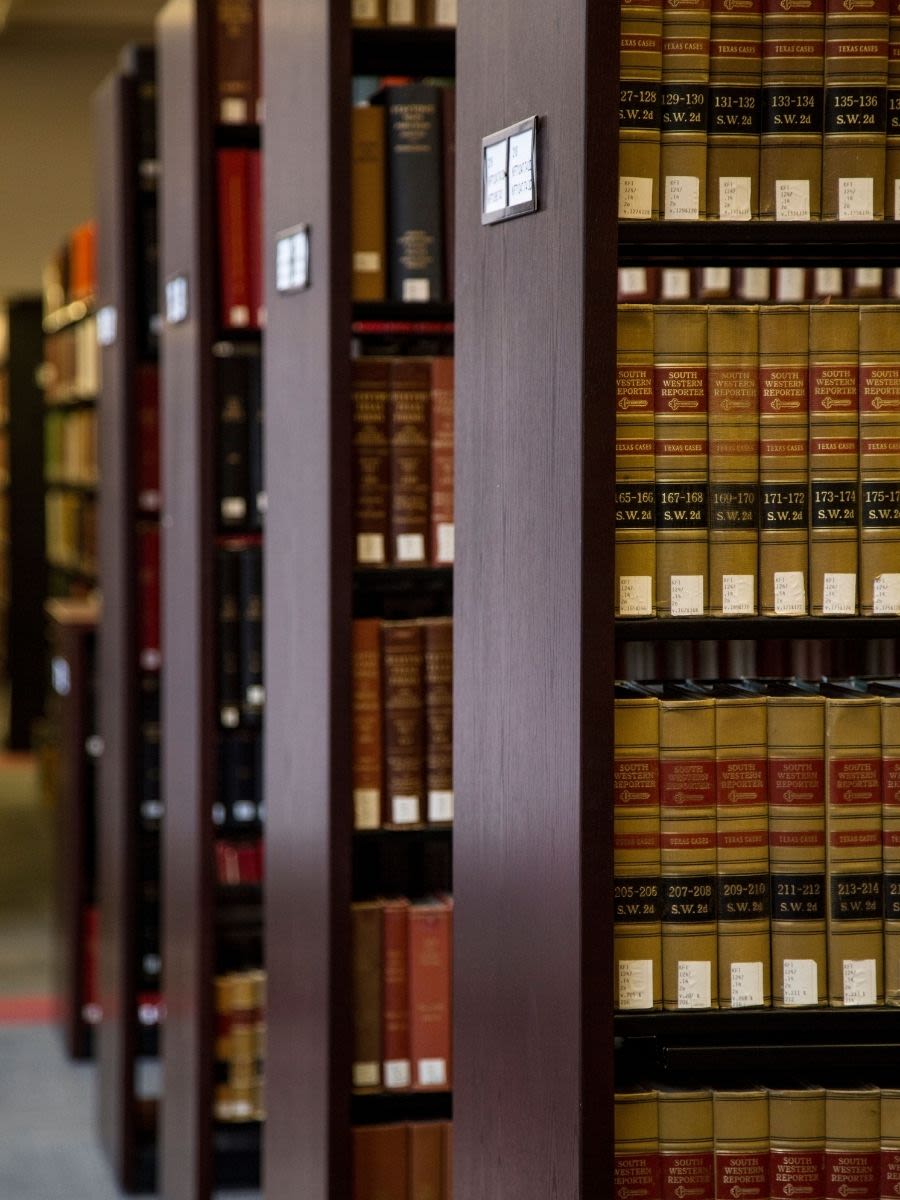 Books in the stacks in law library