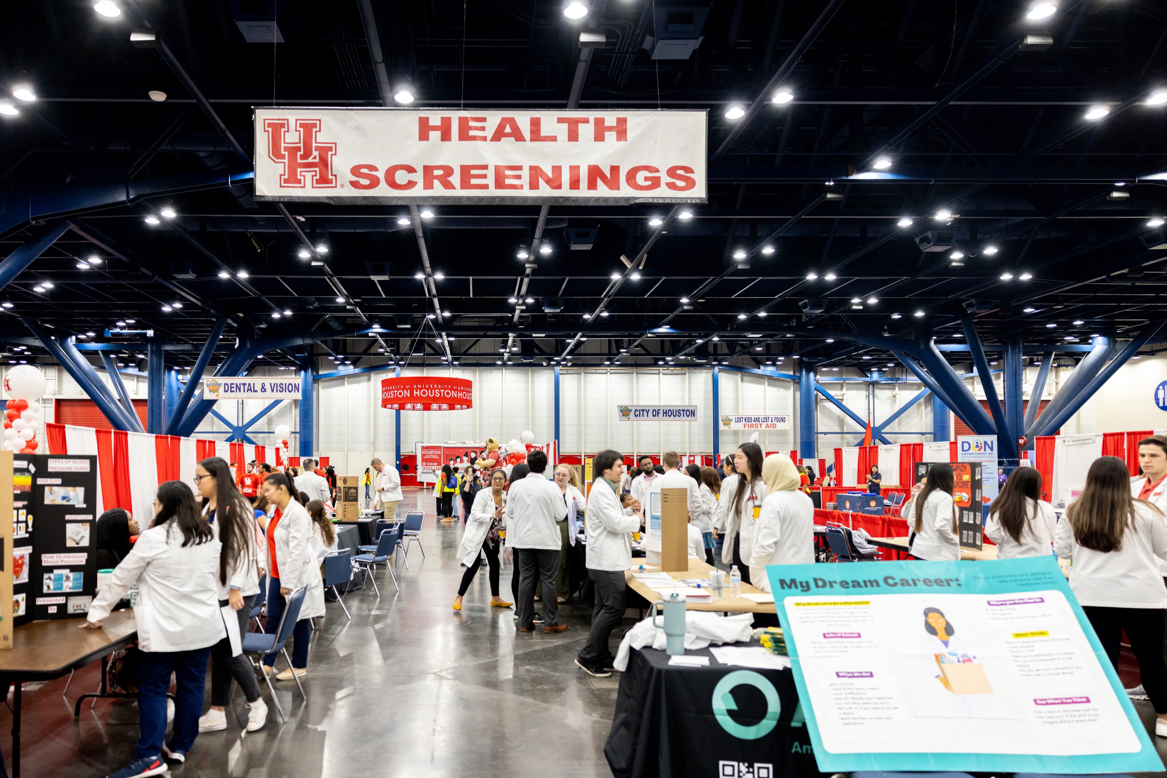 a wide angle view of several UH booths