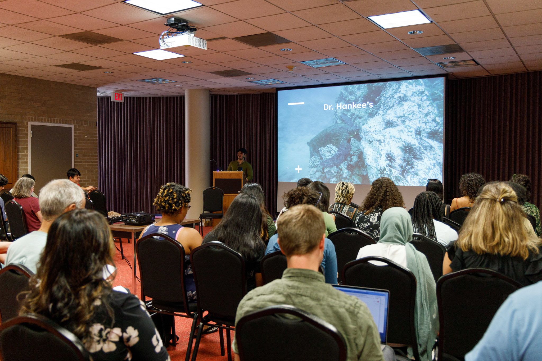 Students giving a presentation on what they discovered on the Galapagos Islands