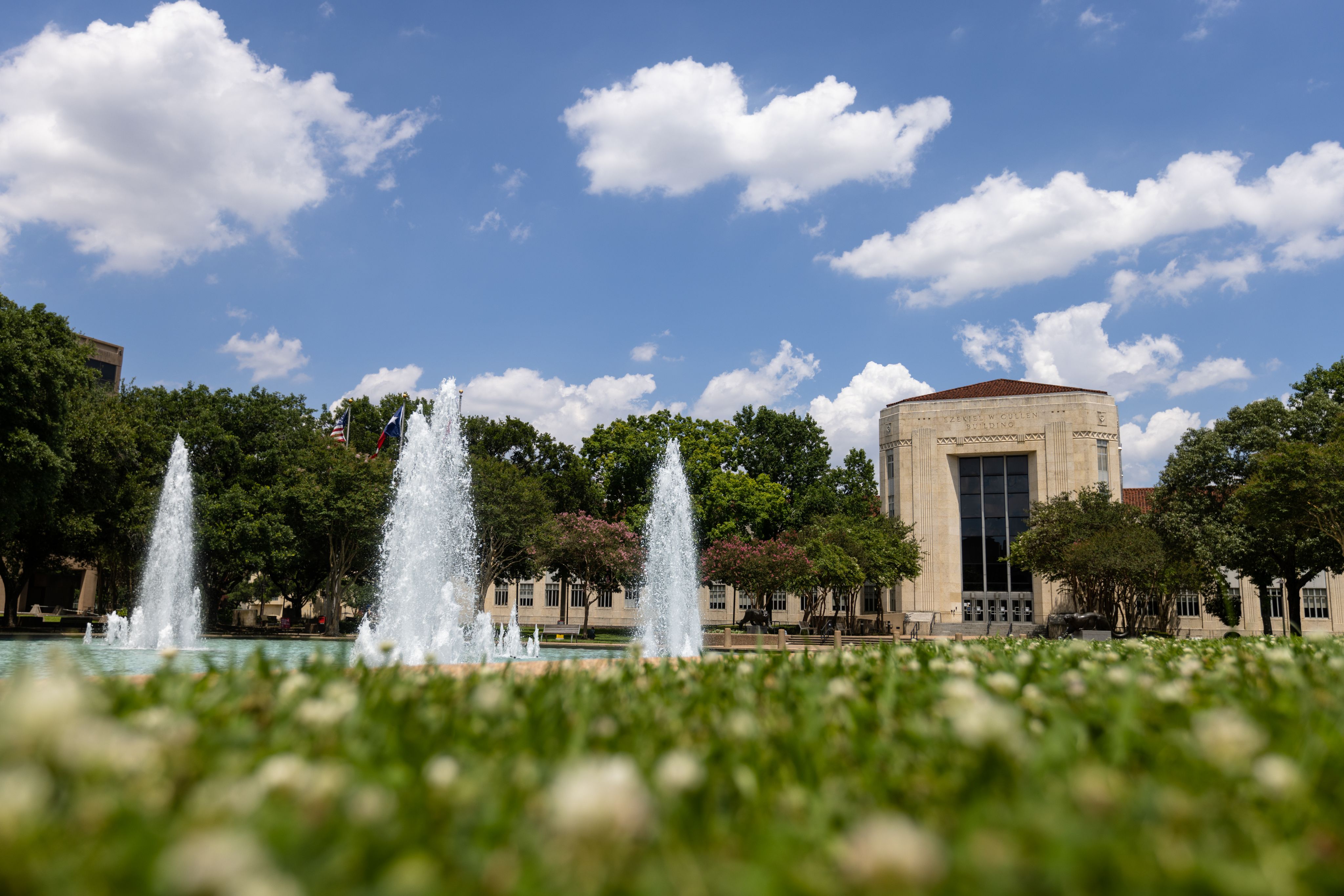 View of fountains and Ezekiel Cullen Building
