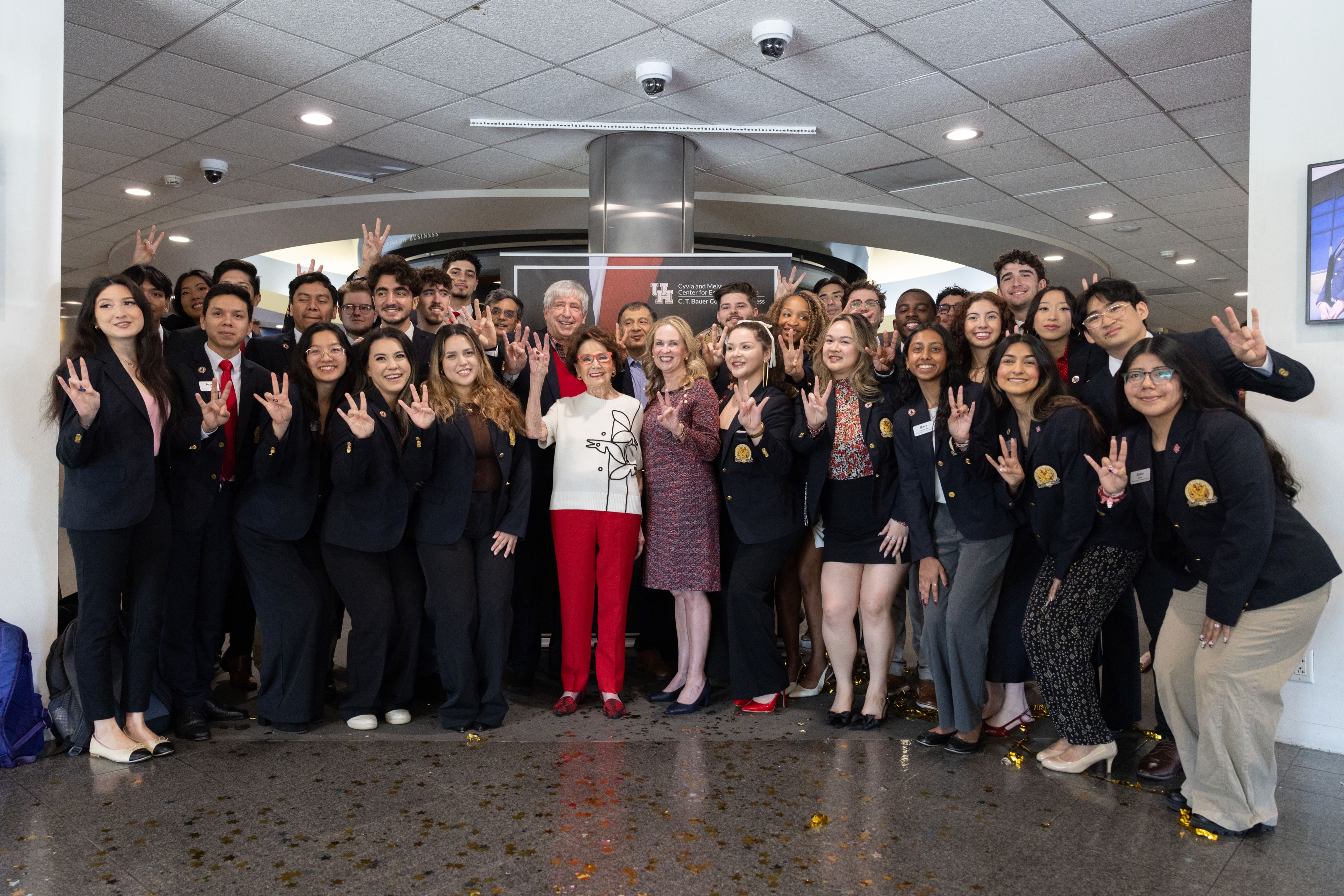 Photo of Cyvia Wolff with graduates of the Wolff Center for Entrepreneurship at UH's Bauer College