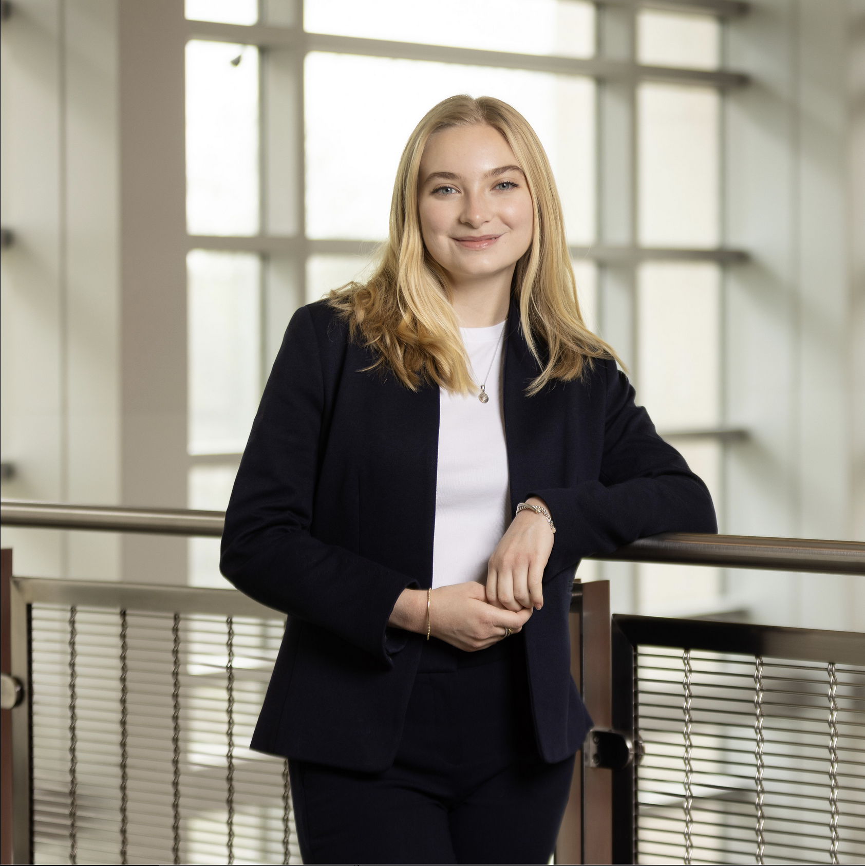 Portrait of Emma Nicholas in the Agrawal Engineering Building