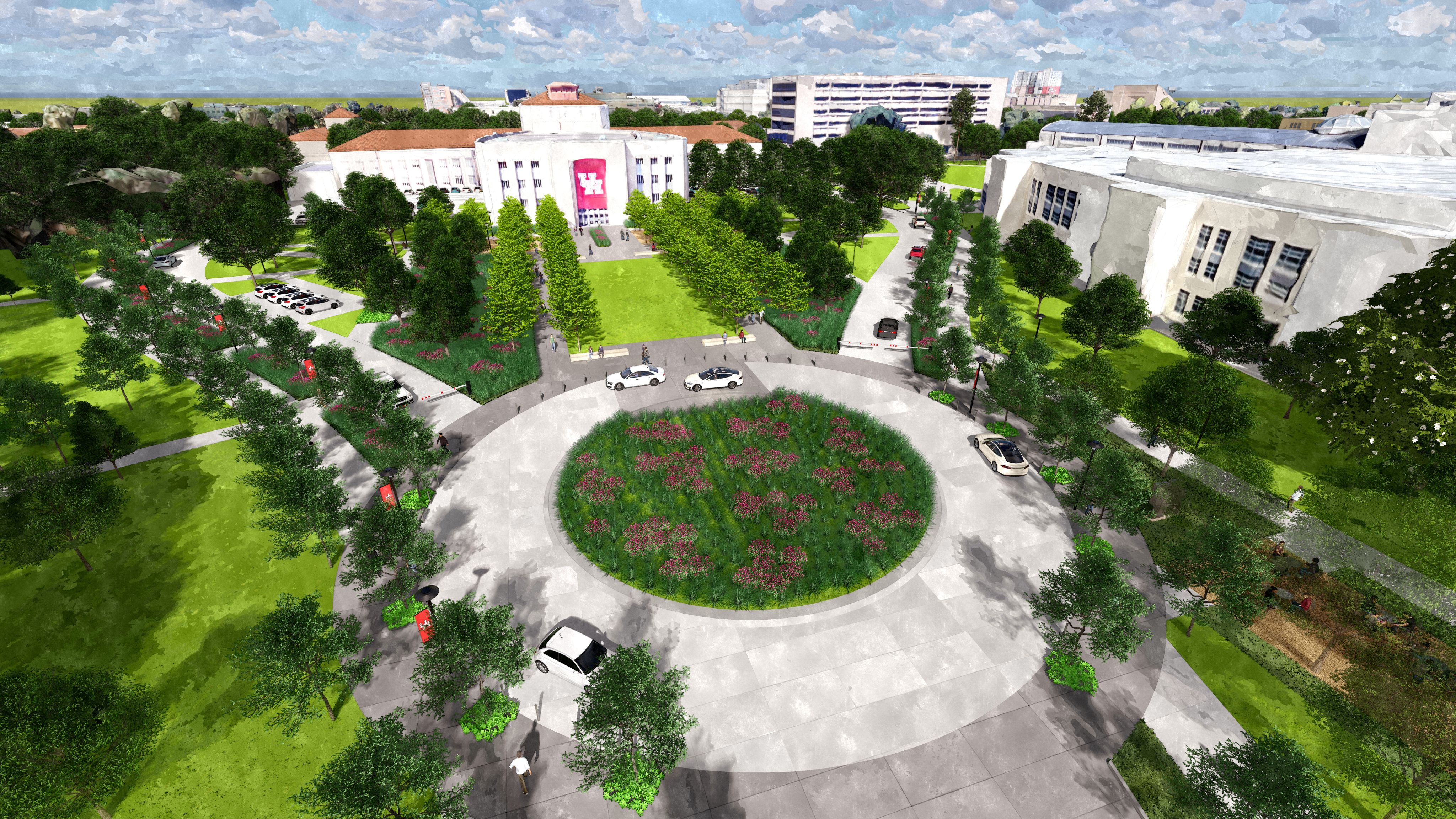 Artist rendering of the University Drive and Cullen circle improvements