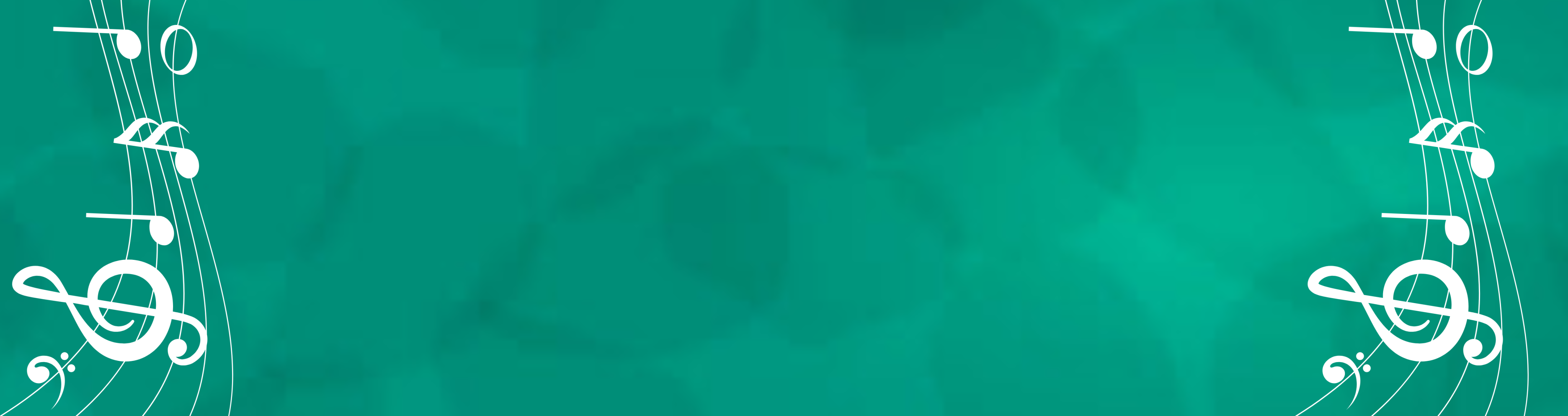 Green background with graphic elements of musical notes on the left side