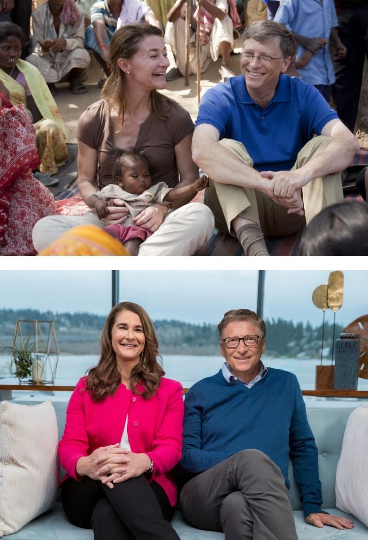 Bill and Melinda Gates meet with women in Jamsaut village in Bihar, India in 2011
