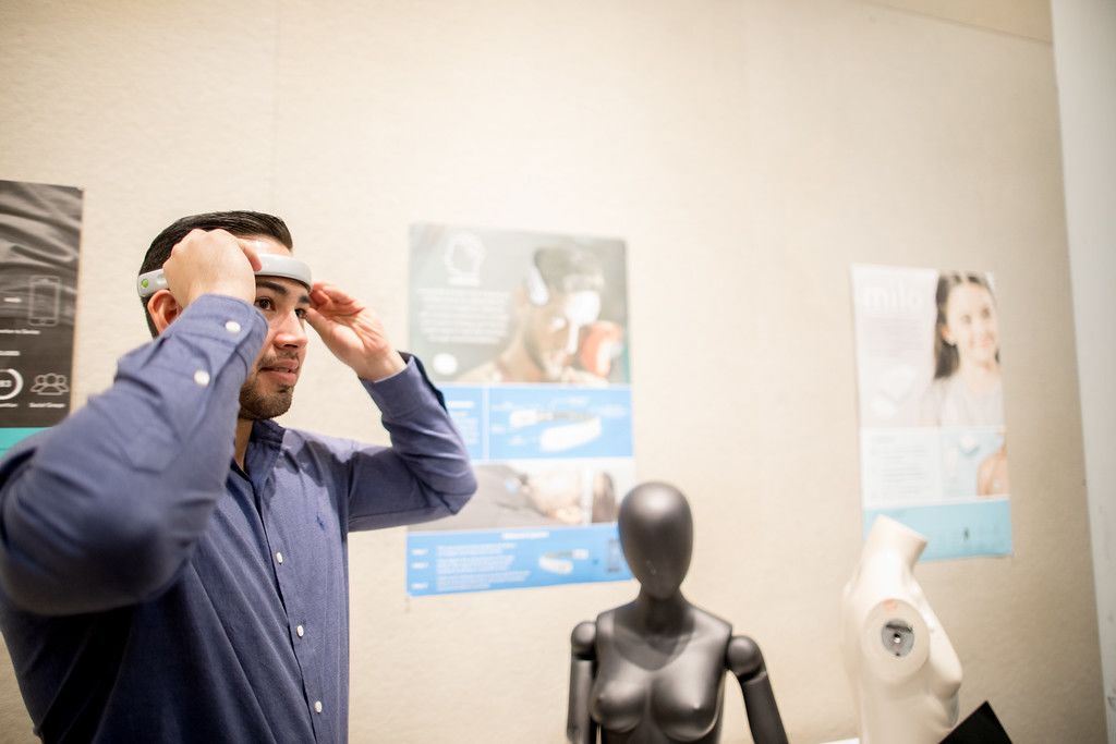 man wearing headband like device.