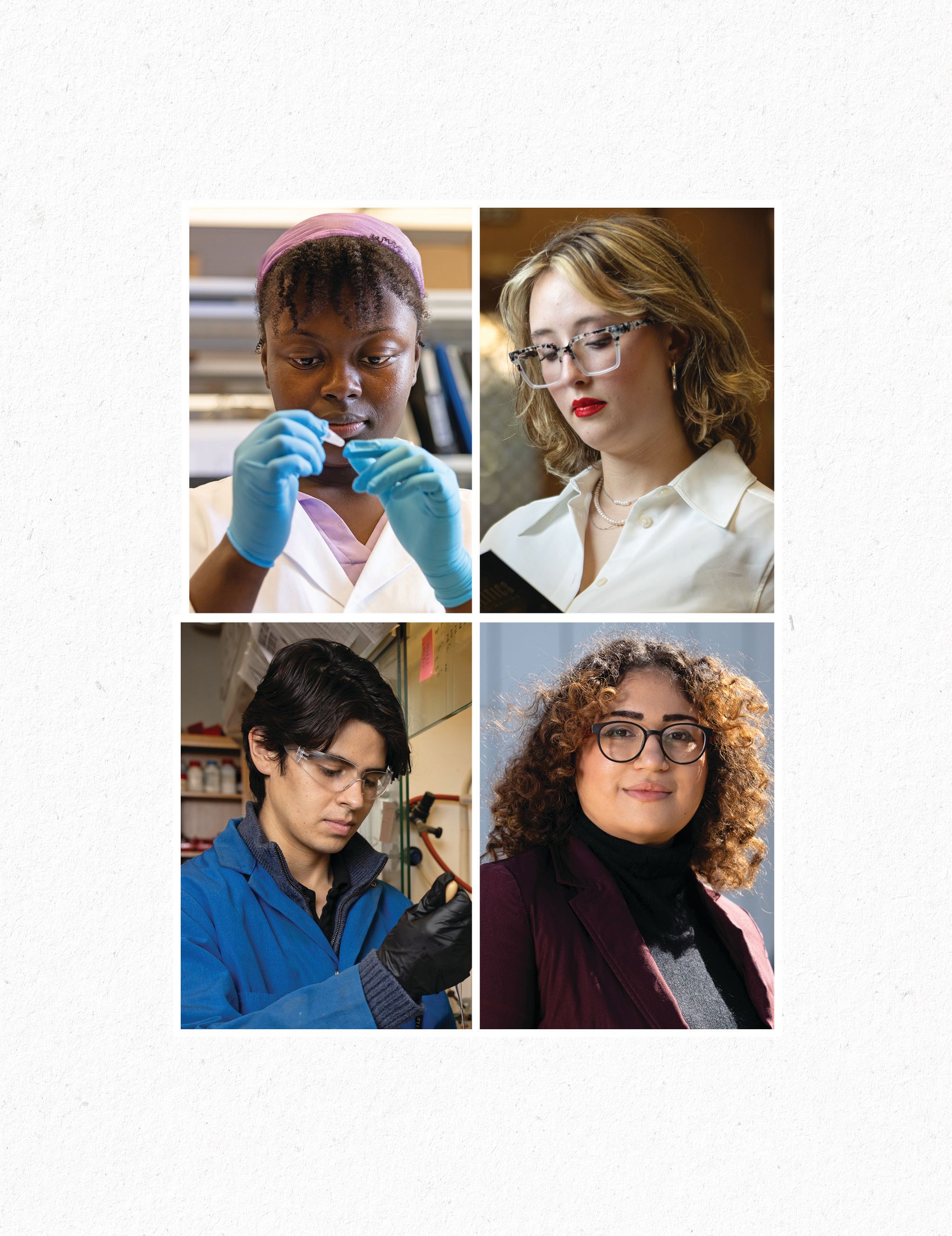 Headshots of Funmi Babajide, Alissa Boxleitner, Julio Cacho-Bravo, & Gabriela Hamdieh