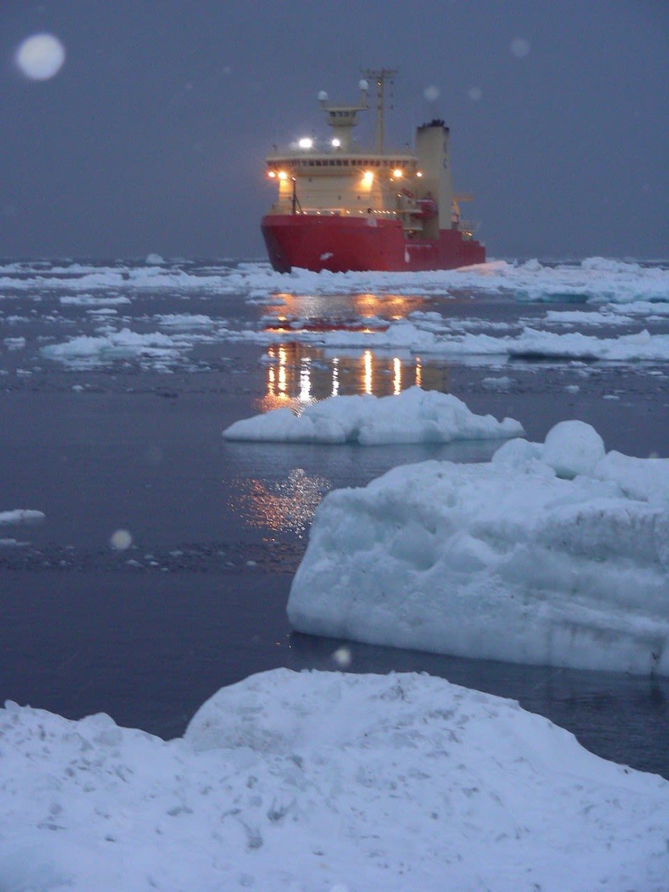 Boat in icy waters